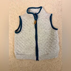 Carter’s Toddler Quilted Zip Vest Gray Blue Trim 24M